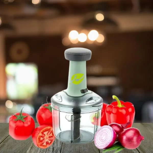 Multicolour_Easy_To_Use_Hand_Press_Fruits_And_Vegetable_Push_Chopper_900Ml_For_Kitchen_4_Sharp_Stainless_Steel_Blades,_Unbreakable_Food-Grade_Plastic,_Anti-Slip_Base,_Made_In_India_With_Warranty