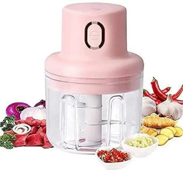 Pink_Mini_Usb_Wireless_Electric_Garlic_Chopper,_Mini_Food_Chopper_Garlic_Mincer_Blender_Meat_Grinder_Waterproof_Rechargeable__(Electric_Mini_Garlic_Grinder),_45_Watts,_Pink_+_Free_Gas_Lighter