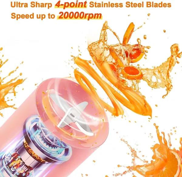 Multicolour_Portable_Blender_Rechargeable_Bottle_With(1200_Mah)_Protein_Shake|Smothies_|Crushing_Fruits_Spinner_Juicer_With_Usb_Electric_&_Battery_With_6_Blades_Grinder-Assorted_Colours_+_Free_Knife