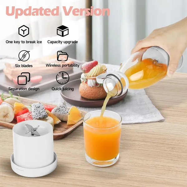 Multicolour_Portable_Blender_Rechargeable_Bottle_With(1200_Mah)_Protein_Shake|Smothies_|Crushing_Fruits_Spinner_Juicer_With_Usb_Electric_&_Battery_With_6_Blades_Grinder-Assorted_Colours_+_Free_Knife