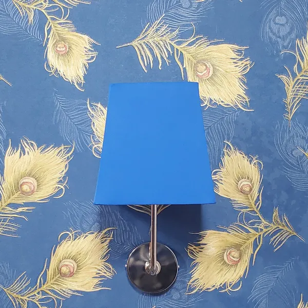 Fabric_Square_Shade_Wall_Light_with_Chrome_Fitting_Blue_(Bulb_not_included)