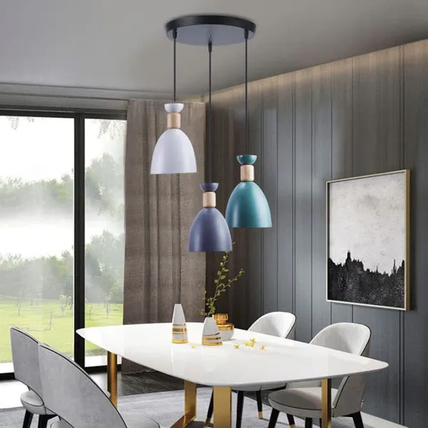 3_Light_Cluster_Hanging_Shade_Light,_Grey,_White_and_Green