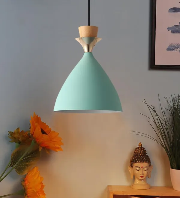3_Light_Cluster_Hanging_Bell_Shade_Light,_Aqua_Blue