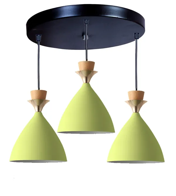 3_Light_Cluster_Hanging_Bell_Shade_Light,_Moss_Green