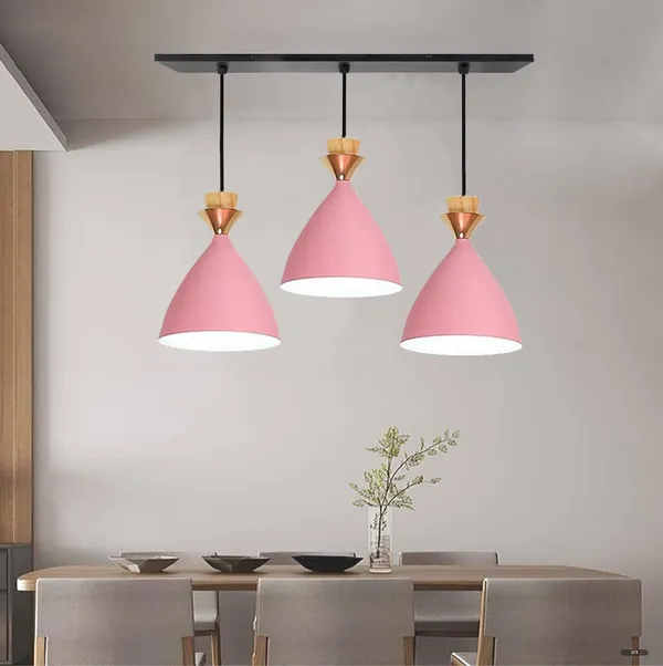 3_Light_Linear_Hanging_Bell_Shade_Light,_Pink