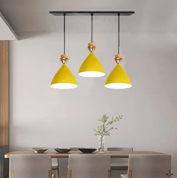 3_Light_Linear_Hanging_Bell_Shade_Light,_Yellow