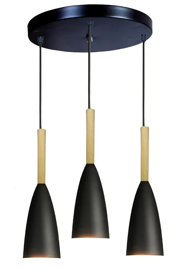 3_Light_Cluster_Hanging_Glass_Shape_Shade_Light,_Black
