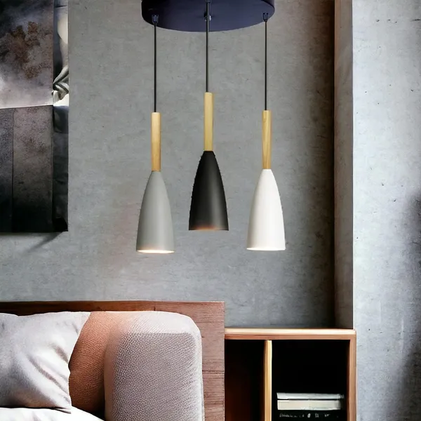 3_Light_Cluster_Hanging_Glass_Shape_Shade_Light_(Black,White,Grey)