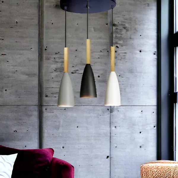 3_Light_Cluster_Hanging_Glass_Shape_Shade_Light_(Black,White,Grey)