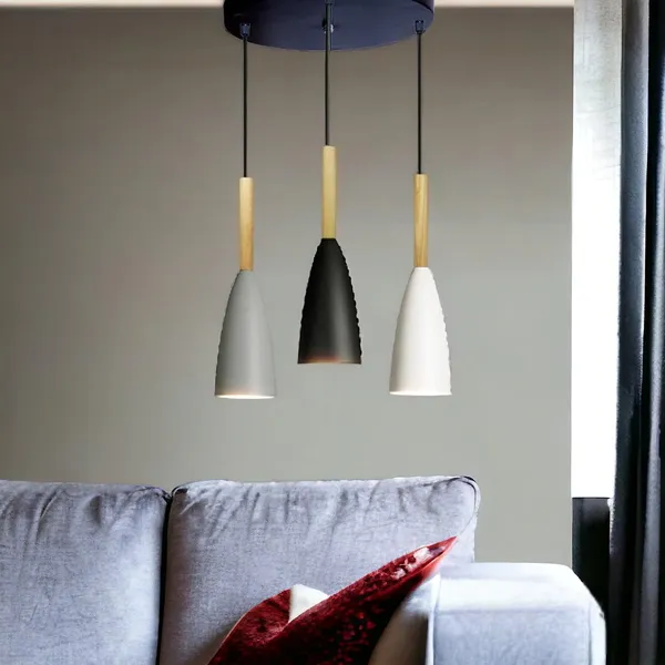 3_Light_Cluster_Hanging_Glass_Shape_Shade_Light_(Black,White,Grey)