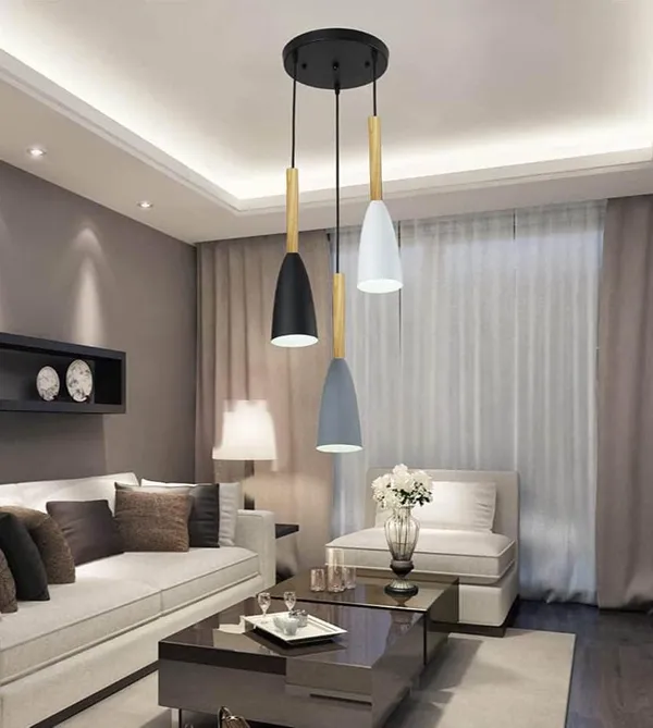 3_Light_Cluster_Hanging_Glass_Shape_Shade_Light_(Black,White,Grey)
