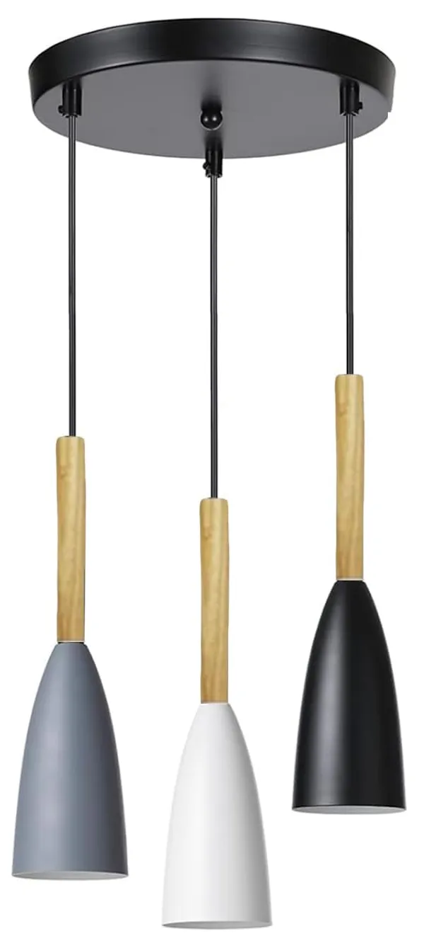 3_Light_Cluster_Hanging_Glass_Shape_Shade_Light_(Black,White,Grey)
