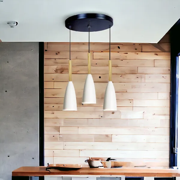 3_Light_Cluster_Hanging_Glass_Shape_Shade_Light,_White