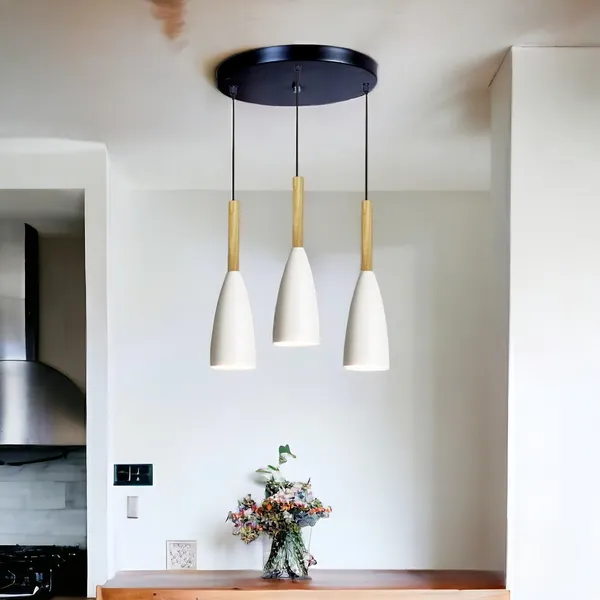3_Light_Cluster_Hanging_Glass_Shape_Shade_Light,_White