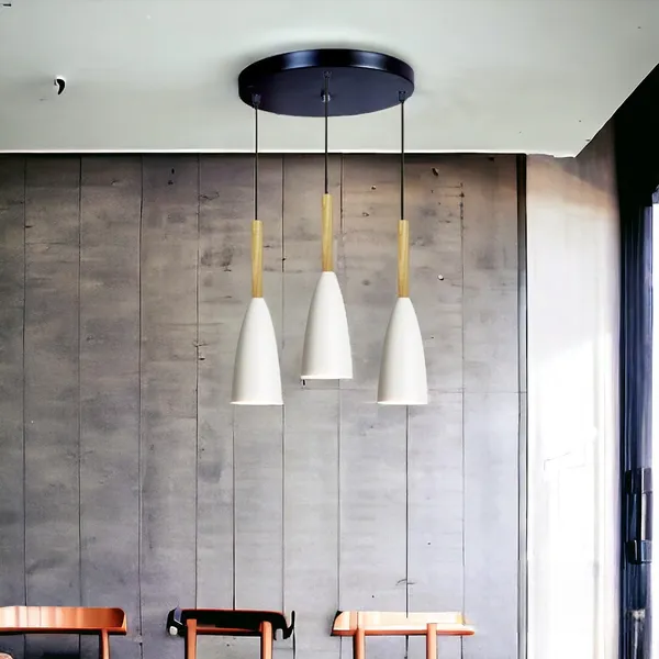 3_Light_Cluster_Hanging_Glass_Shape_Shade_Light,_White