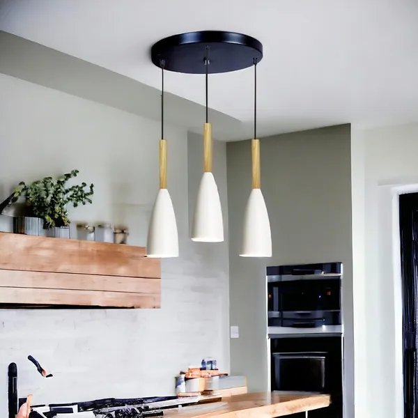 3_Light_Cluster_Hanging_Glass_Shape_Shade_Light,_White