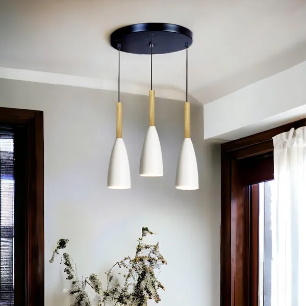 3_Light_Cluster_Hanging_Glass_Shape_Shade_Light,_White