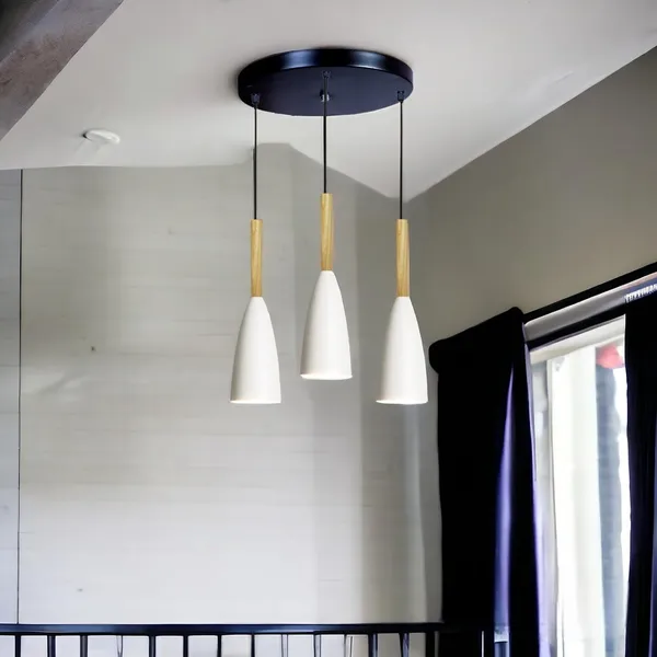 3_Light_Cluster_Hanging_Glass_Shape_Shade_Light,_White