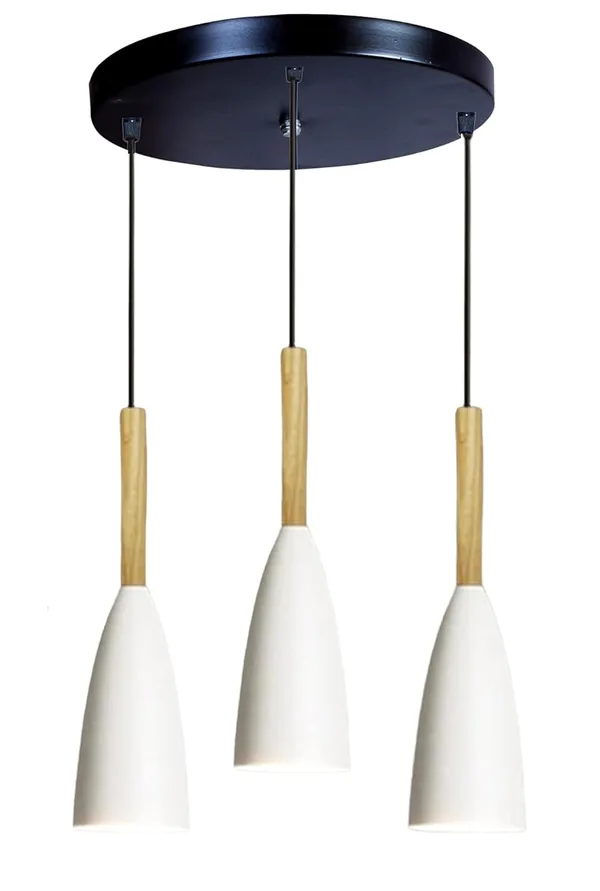 3_Light_Cluster_Hanging_Glass_Shape_Shade_Light,_White