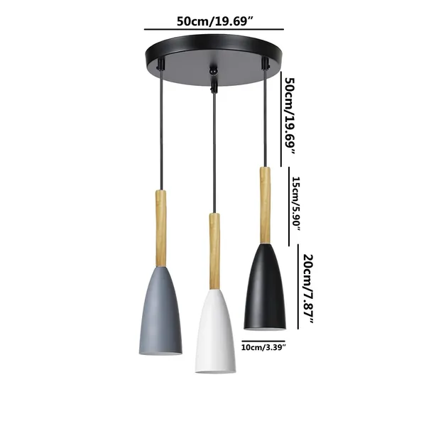3_Light_Cluster_Hanging_Glass_Shape_Shade_Light,_White