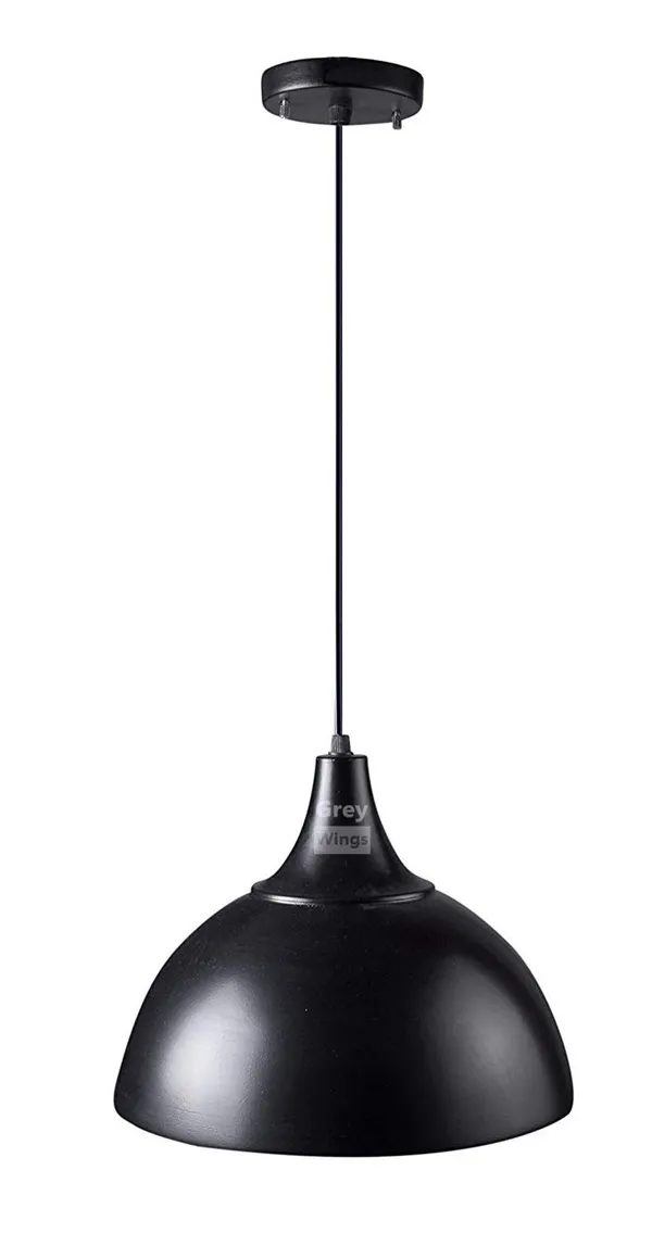 10_inch_Dia_Round_Hanging_Light,_Pendant_Lamp,_Aluminium,_Black,_(Bulb_not_included)