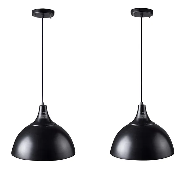 10_inch_Dia_Round_Hanging_Light,_Pendant_Lamp,_Aluminium,_Black,_(Bulb_not_included)