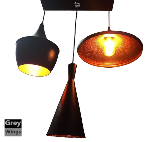3_Lamp_Linear_Industrial_Black_Texture_Finish_Aluminium_Shade_Hanging_Pendant_Ceiling_Lamp_Fixture_Tulip_Cone_Disc_(Big)