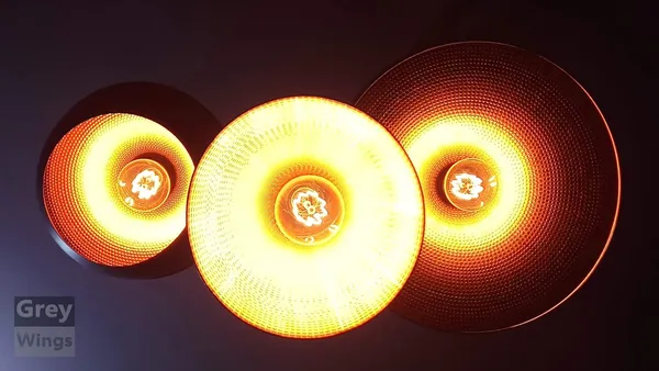 3_Lamp_Linear_Industrial_Black_Texture_Finish_Aluminium_Shade_Hanging_Pendant_Ceiling_Lamp_Fixture_Tulip_Cone_Disc_(Big)