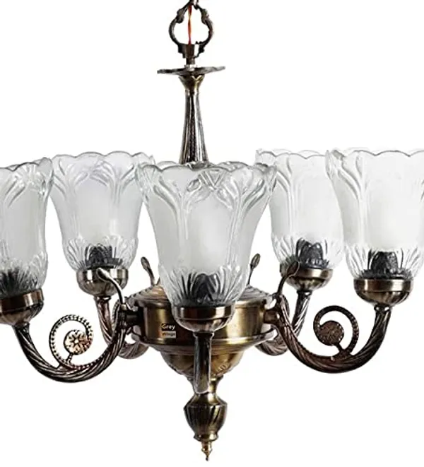 5_Lamp_Antique_Brass_Portuguese_Style_Chandelier,(Antique_Bronze),_Bulbs_Not_Included