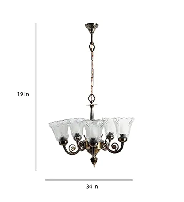 5_Lamp_Antique_Brass_Portuguese_Style_Chandelier,(Antique_Bronze),_Bulbs_Not_Included