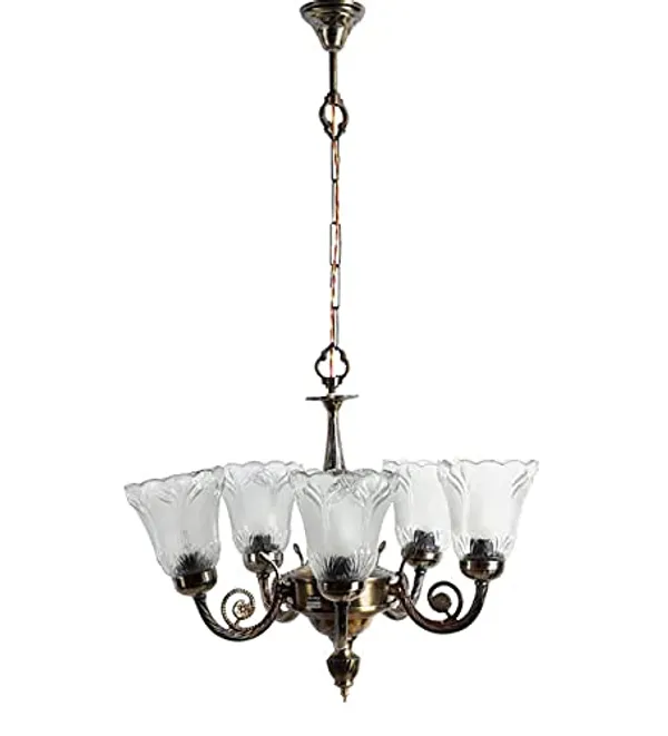 5_Lamp_Antique_Brass_Portuguese_Style_Chandelier,(Antique_Bronze),_Bulbs_Not_Included