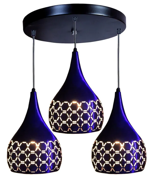 Metal_Cut_3_Light_Cluster_Hanging_Light_Ceiling_Pendant_Lamp,_Blue