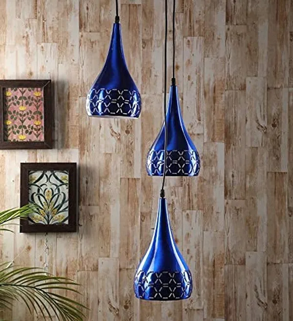 Metal_Cut_3_Light_Cluster_Hanging_Light_Ceiling_Pendant_Lamp,_6"_Small,_Blue