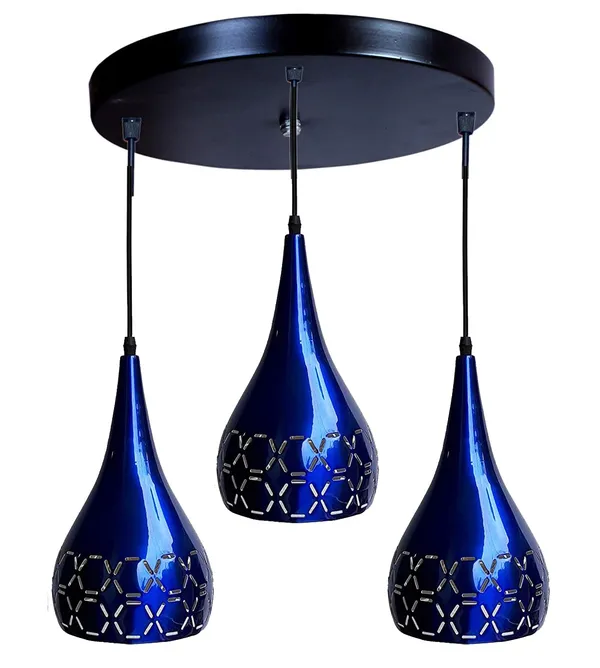 Metal_Cut_3_Light_Cluster_Hanging_Light_Ceiling_Pendant_Lamp,_6"_Small,_Blue