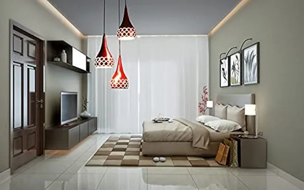 Metal_Cut_3_Light_Cluster_Hanging_Light_Ceiling_Pendant_Lamp,_6"_Small,_Red
