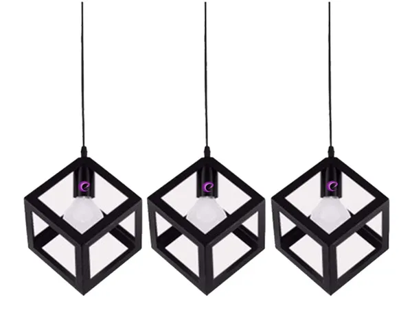 3_Hanging_Lamp_in_Linear_Base_Black,_Cube_Shape,_(Bulb_not_included)