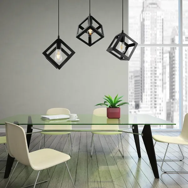 3_Hanging_Lamp_in_Linear_Base_Black,_Cube_Shape,_(Bulb_not_included)