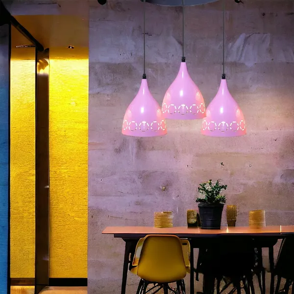 Aluminium_3_Light_Cluster_Hanging_Laser_Cutting_6_Inches_Shade_Light,_Pink
