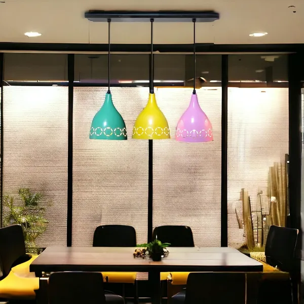 Aluminium_3_Light_Linear_Hanging_Laser_Cutting_6_Inches_Shade_Light_(Pink,Yellow,Green)
