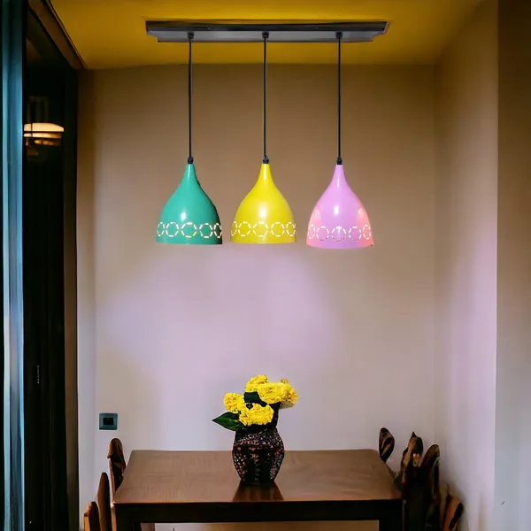 Aluminium_3_Light_Linear_Hanging_Laser_Cutting_6_Inches_Shade_Light_(Pink,Yellow,Green)