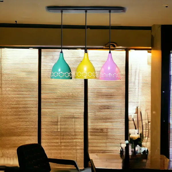 Aluminium_3_Light_Linear_Hanging_Laser_Cutting_6_Inches_Shade_Light_(Pink,Yellow,Green)