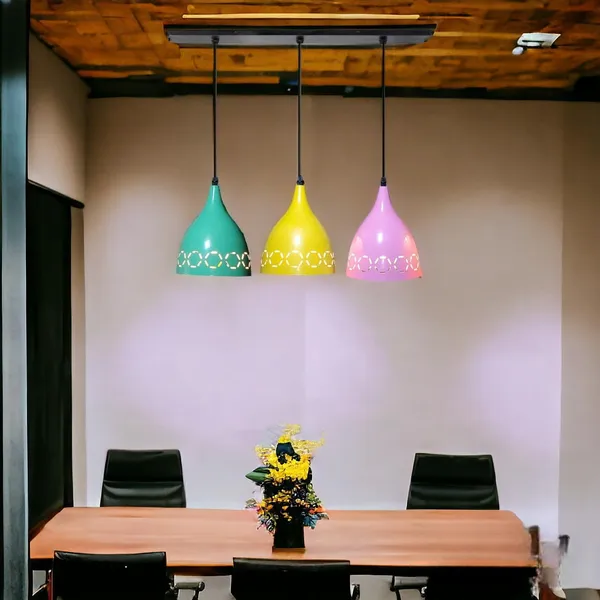 Aluminium_3_Light_Linear_Hanging_Laser_Cutting_6_Inches_Shade_Light_(Pink,Yellow,Green)