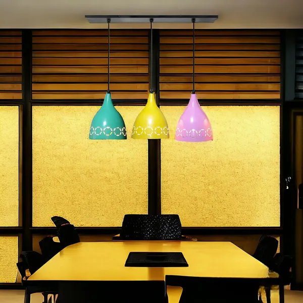 Aluminium_3_Light_Linear_Hanging_Laser_Cutting_6_Inches_Shade_Light_(Pink,Yellow,Green)