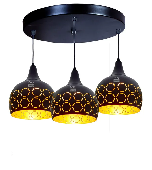Laser_Cutted_Helmet_3_Light_Cluster_Hanging_Light_Ceiling_Pendant_Lamp,_Black