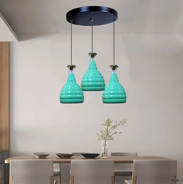 Aluminium_3_Light_Cluster_Hanging_Kangura,_Dia_6.5_Inch_Shade_Light,_Green