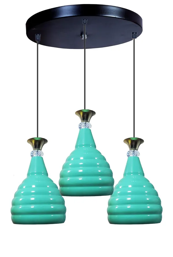 Aluminium_3_Light_Cluster_Hanging_Kangura,_Dia_6.5_Inch_Shade_Light,_Green