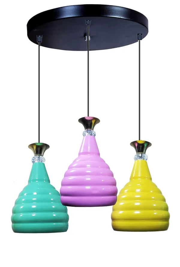 Aluminium_3_Light_Cluster_Hanging_Kangura,_Dia_6.5_Inch_Shade_Light_(Pink,Yellow,Green)