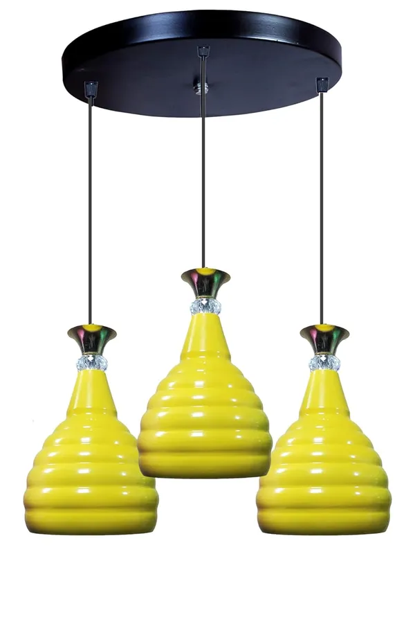 Aluminium_3_Light_Cluster_Hanging_Kangura,_Dia_6.5_Inch_Shade_Light,_Yellow