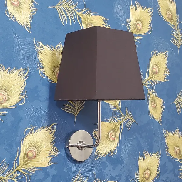 Fabric_Square_Shade_Wall_Light_with_Chrome_Fitting_Brown_(Bulb_not_included)