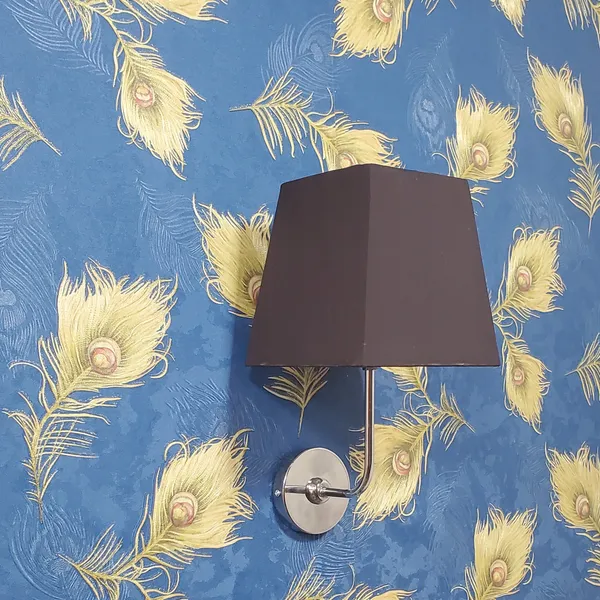 Fabric_Square_Shade_Wall_Light_with_Chrome_Fitting_Brown_(Bulb_not_included)